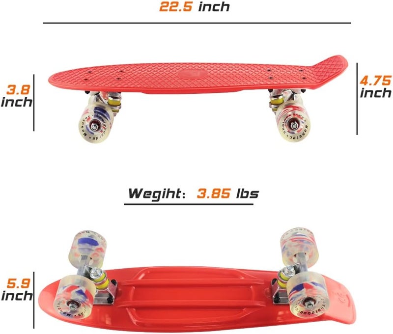 Meketec Skateboards Complete 22 Inch Mini Cruiser Retro Skateboard for Kids Boys Youths Beginners - Image 3