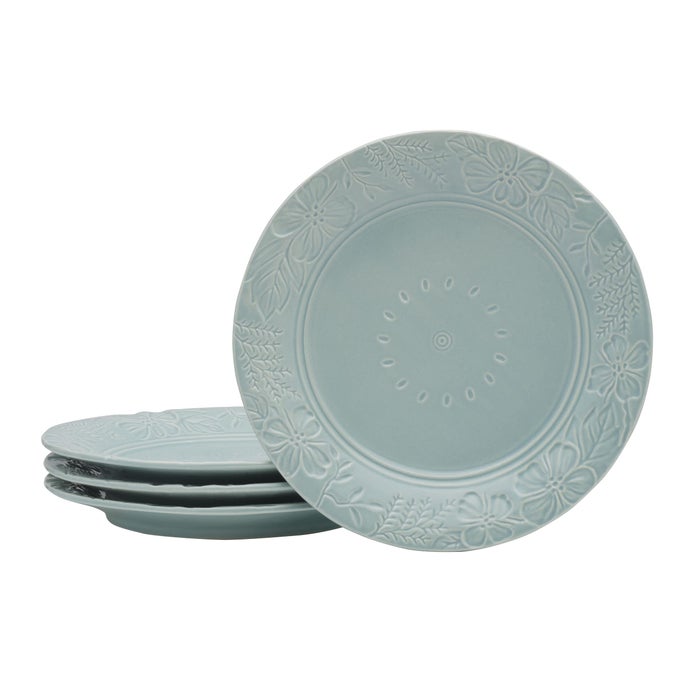 FITZ FLOYD ENGLISH GARDEN DINNER PLATE SET OF 4 11 INCH BLUE