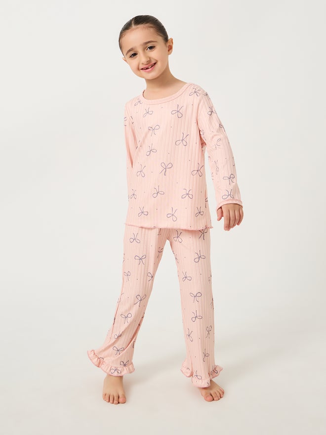 Styli Printed Round Neck T-Shirt and Pyjama Set - Image 2