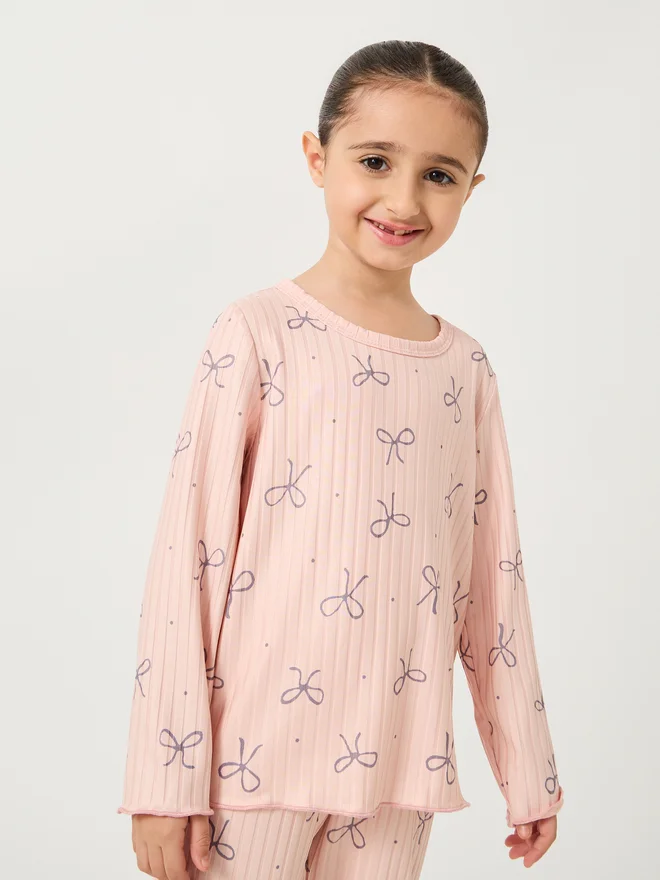 Styli Styli Printed Round Neck T-Shirt and Pyjama Set