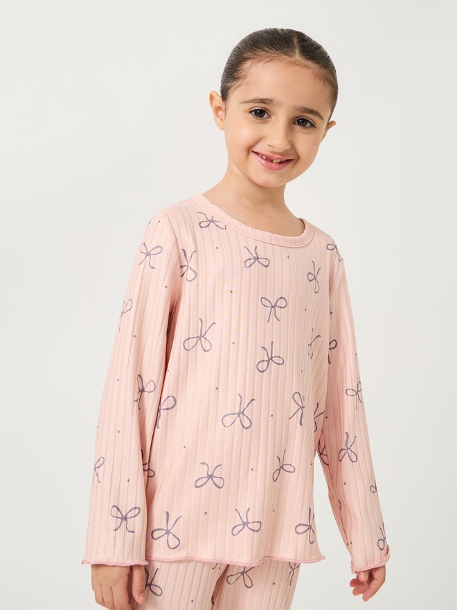 Styli Printed Round Neck T-Shirt and Pyjama Set - Image 3