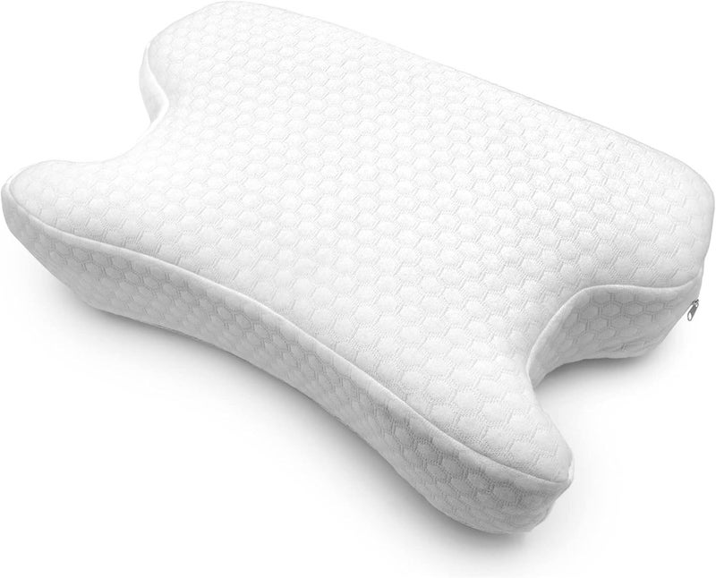 DMI CPAP Memory Foam Sleep Aid Pillow, Suitable for All CPAP Masks, Reduces Mask Pressure and Air Leaks, Aligns Neck, Shoulders, and Spine, Hose Tether, High Rebound Foam, FSA & HSA Eligible