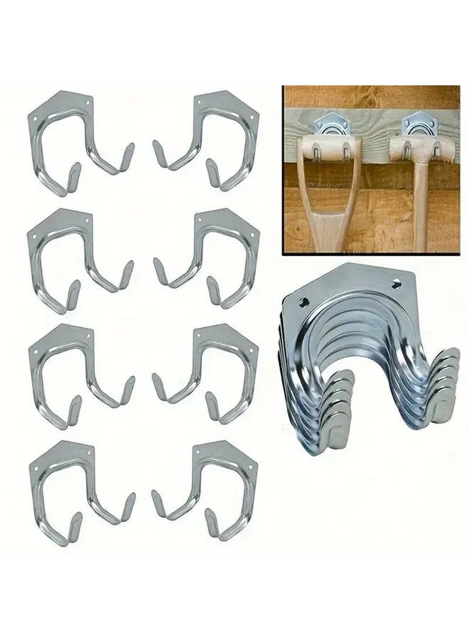 10 Wall Hooks Double Hook Industrial Grade Carbon Steel Garage Tools Storage Organizer - Image 1