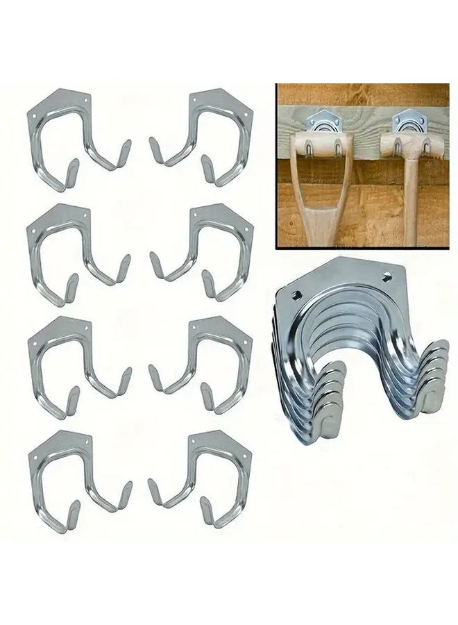 10 Wall Hooks Double Hook Industrial Grade Carbon Steel Garage Tools Storage Organizer - Image 3