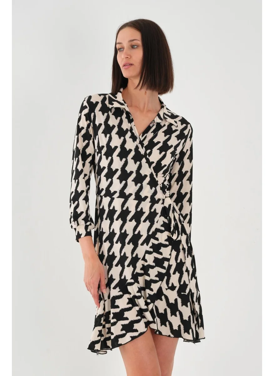 Alexander Gardi Alexandergardi Women's Double Breasted Houndstooth Patterned Dress