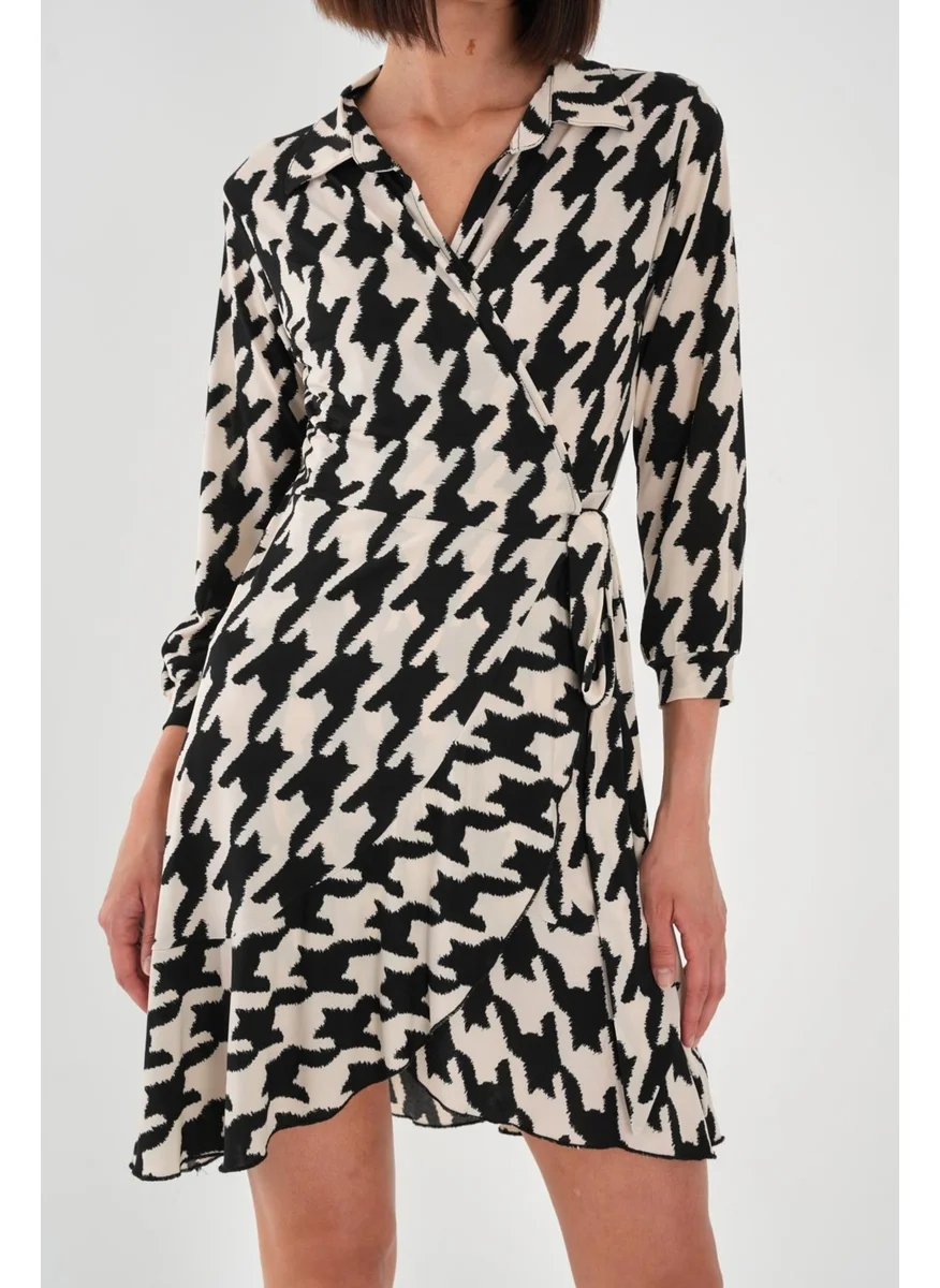 Alexander Gardi Alexandergardi Women's Double Breasted Houndstooth Patterned Dress