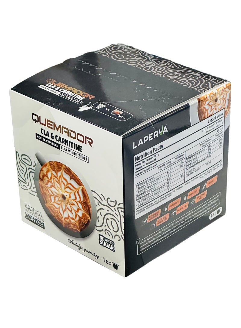 Laperva CLA Carnitine Coffee Capsules, 16 Count – Flat White Flavor, Premium Arabica Blend with Energy Support - Image 1