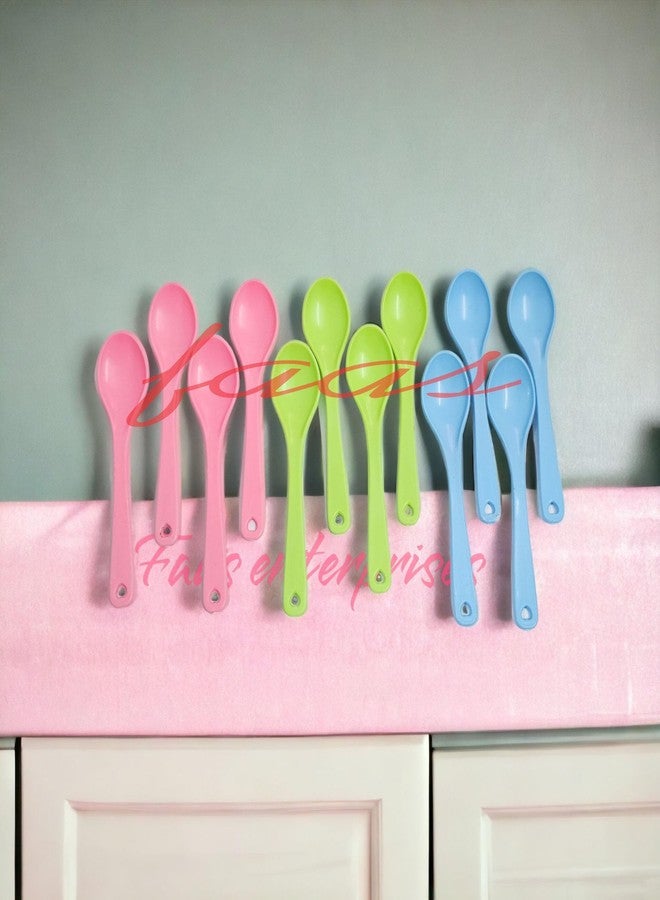 faas Baby Spoon Set of 12 BPA Free Material with Baby Self Feeding Spoon, Baby Weaning Spoon for Kids (Multi-Colour) - Image 1