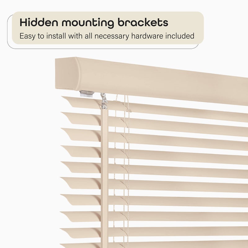 Achim Cordless Light Filtering Mini Blind - 27 Inch Width, 48 Inch Length, 1" Slat Size - Alabaster - Cordless GII Morningstar Horizontal Windows Blinds for Interior by Achim Home Decor - Image 3