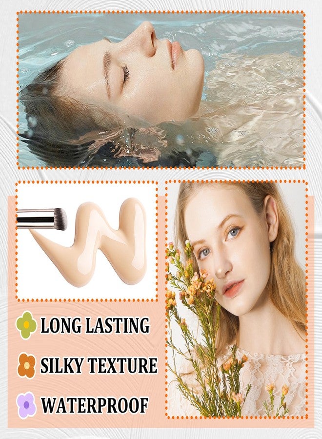 LZYLLS 2 Pack Full Coverage Liquid Foundation,Moisturizing BB Cream Foundation Makeup Set with Foundation Brush,Oil Control Long Lasting Waterproof Concealer CC Cream Foundation for Women（Natural） - Image 4