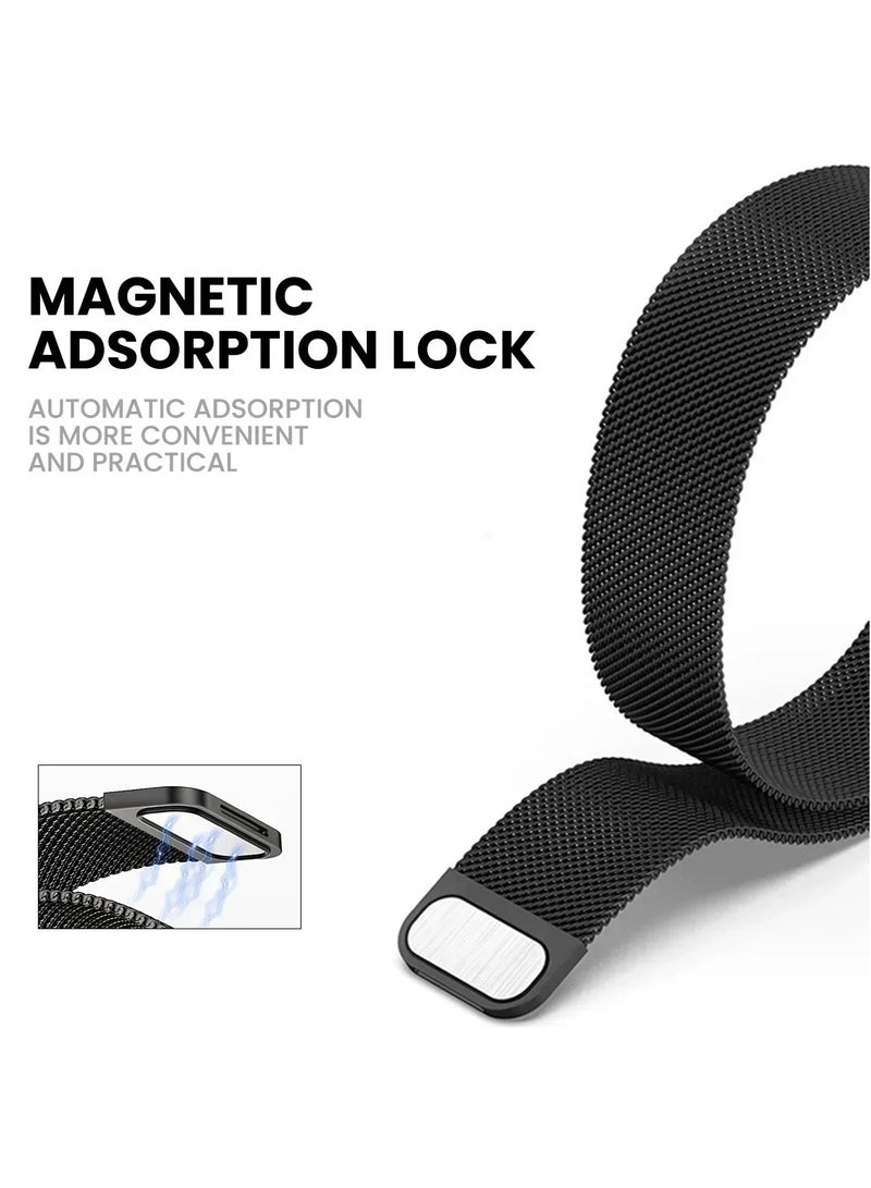 كومبي شريط ساعة ذكية مغناطيسي من الفولاذ المقاوم للصدأ، قطعتين، لساعة هواوي فيت 3/فيت 4/فيت 4 برو، باللونين الأسود والفضي - Image 5