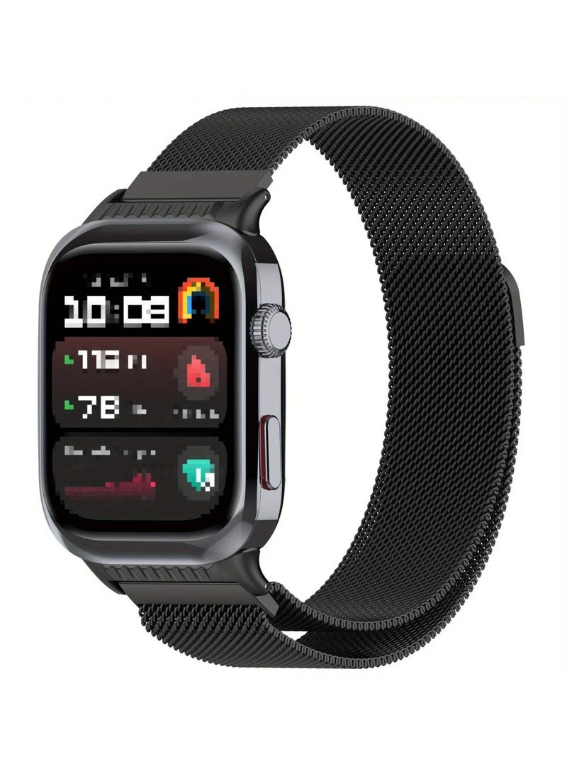 كومبي شريط ساعة ذكية مغناطيسي من الفولاذ المقاوم للصدأ، قطعتين، لساعة هواوي فيت 3/فيت 4/فيت 4 برو، باللونين الأسود والفضي - Image 3