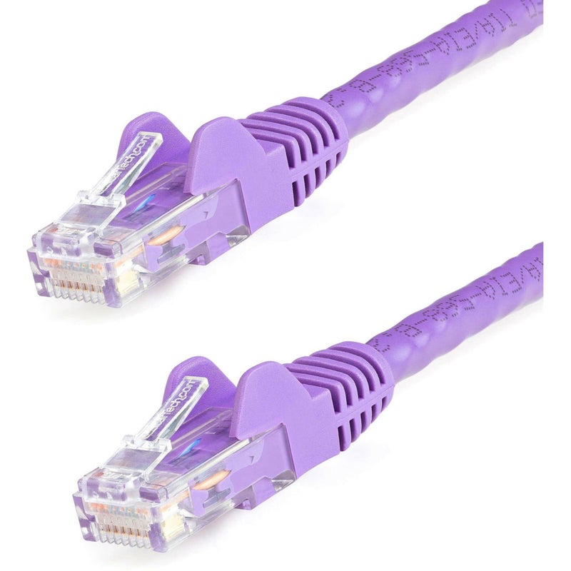 StarTech.com 15ft CAT6 Ethernet Cable - Purple CAT 6 Gigabit Ethernet Wire -650MHz 100W PoE RJ45 UTP Network/Patch Cord Snagless w/Strain Relief Fluke Tested/Wiring is UL Certified/TIA (N6PATCH15PL) - Image 1