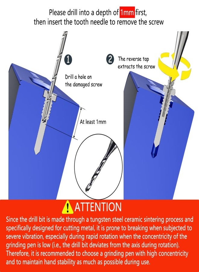 NEWBILITY Damaged Screw Removal for Cell Phone, Broken Screw Extractor Set,4 Tungsten Steel Drill Bits(2.35mm) for Removing Stripped & Damaged Screws from Cell Phone, Laptops, Electronics, DIY Repair Tool Kit - Image 3