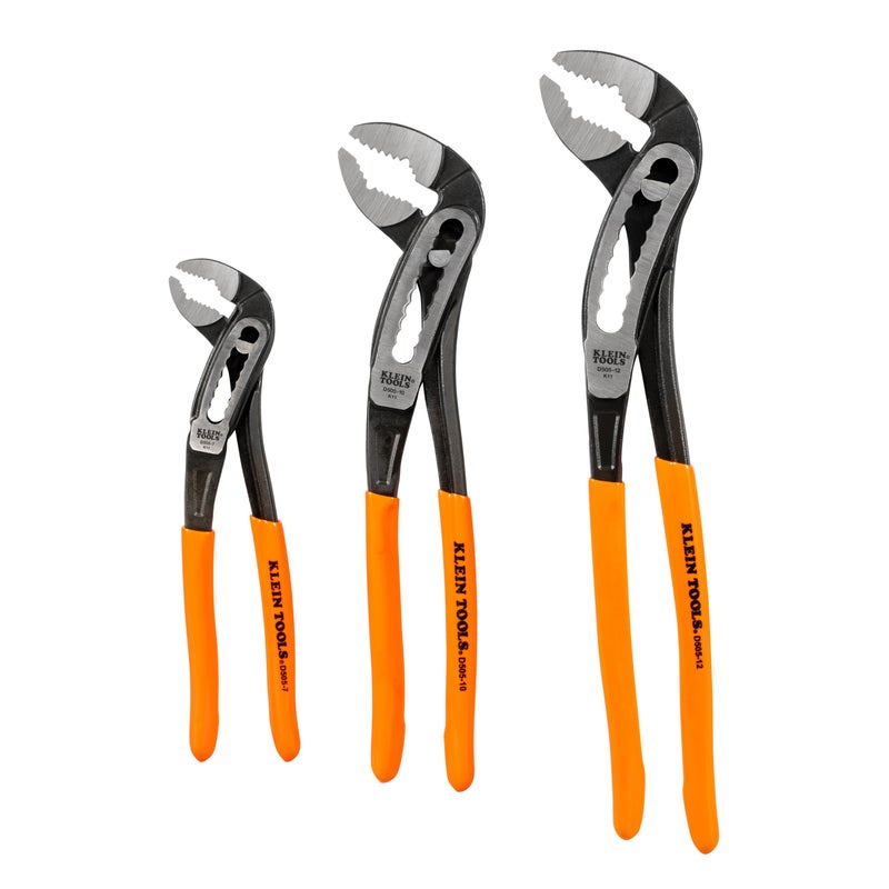 Klein Tools D5053KIT 3Piece Classic Klaw Pump Pliers Set 7Inch 10Inch and 12Inch Pump Pliers Compact Design with VJaw and Hardened Teeth for Maximum Torque - Image 2
