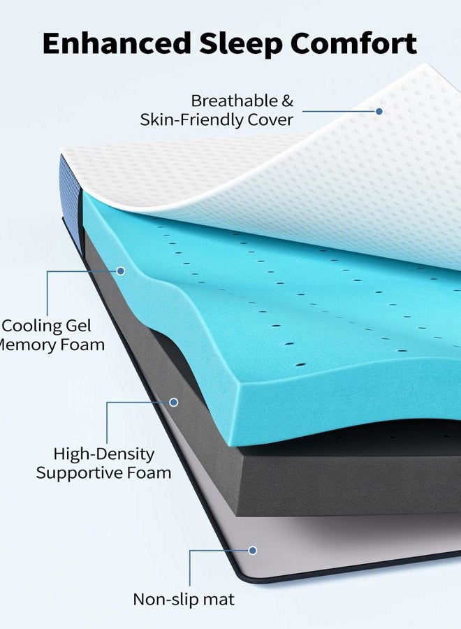 PERLECARE 3 Inch Firm Mattress Topper Twin Size, Cooling Gel-Infused & Bamboo Charcoal Memory Foam Bed Topper for Pain Relief, High-Density Mattress Pad with Removable Cover, CertiPUR-US Certified - Image 2