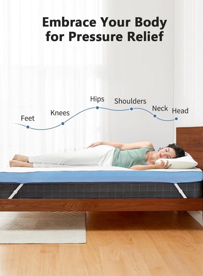 PERLECARE 3 Inch Firm Mattress Topper Twin Size, Cooling Gel-Infused & Bamboo Charcoal Memory Foam Bed Topper for Pain Relief, High-Density Mattress Pad with Removable Cover, CertiPUR-US Certified - Image 3