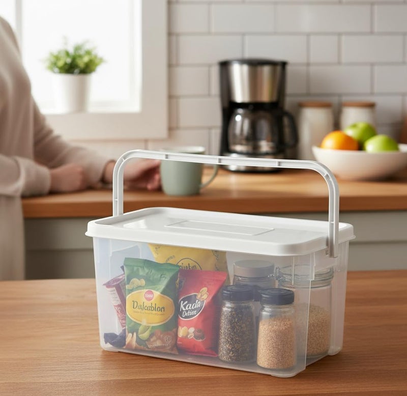 Gluman Polypropylene Pick N Carry Multipurpose Storage Box With Lid (3.3 Litre) | Dishwasher Safe | Freezer Safe | 100% Food Grade | Recyclable (White) - Image 5