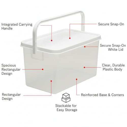 Gluman Polypropylene Pick N Carry Multipurpose Storage Box With Lid (3.3 Litre) | Dishwasher Safe | Freezer Safe | 100% Food Grade | Recyclable (White) - Image 4