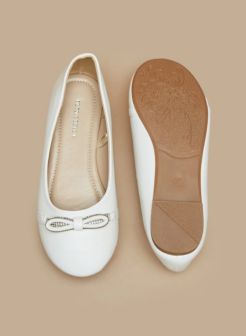 Flora Bella By Shoexpress Girls Embellished Ballerina Shoes With Bow Accent By Shoexpress