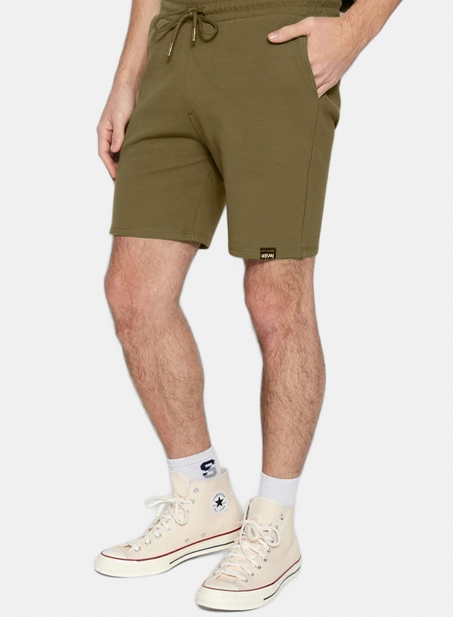 trendyol Premium Khaki Regular 100% Cotton Label Detailed Texture Shorts & Bermudas - Image 5