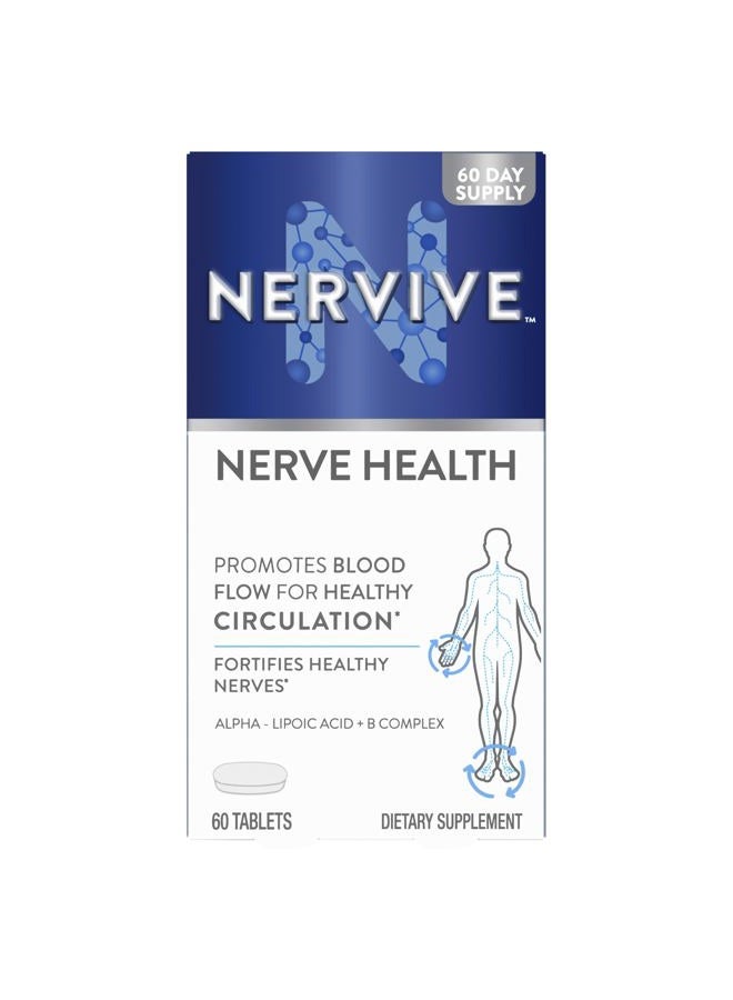 Nervive Nerve Health, with Alpha Lipoic Acid, to Fortify Nerve Health and Support Healthy Nerve Function in Fingers, Hands, Toes, & Feet*, ALA, Vitamins B12, B6, & B1, 60 Daily Tablets - Image 1