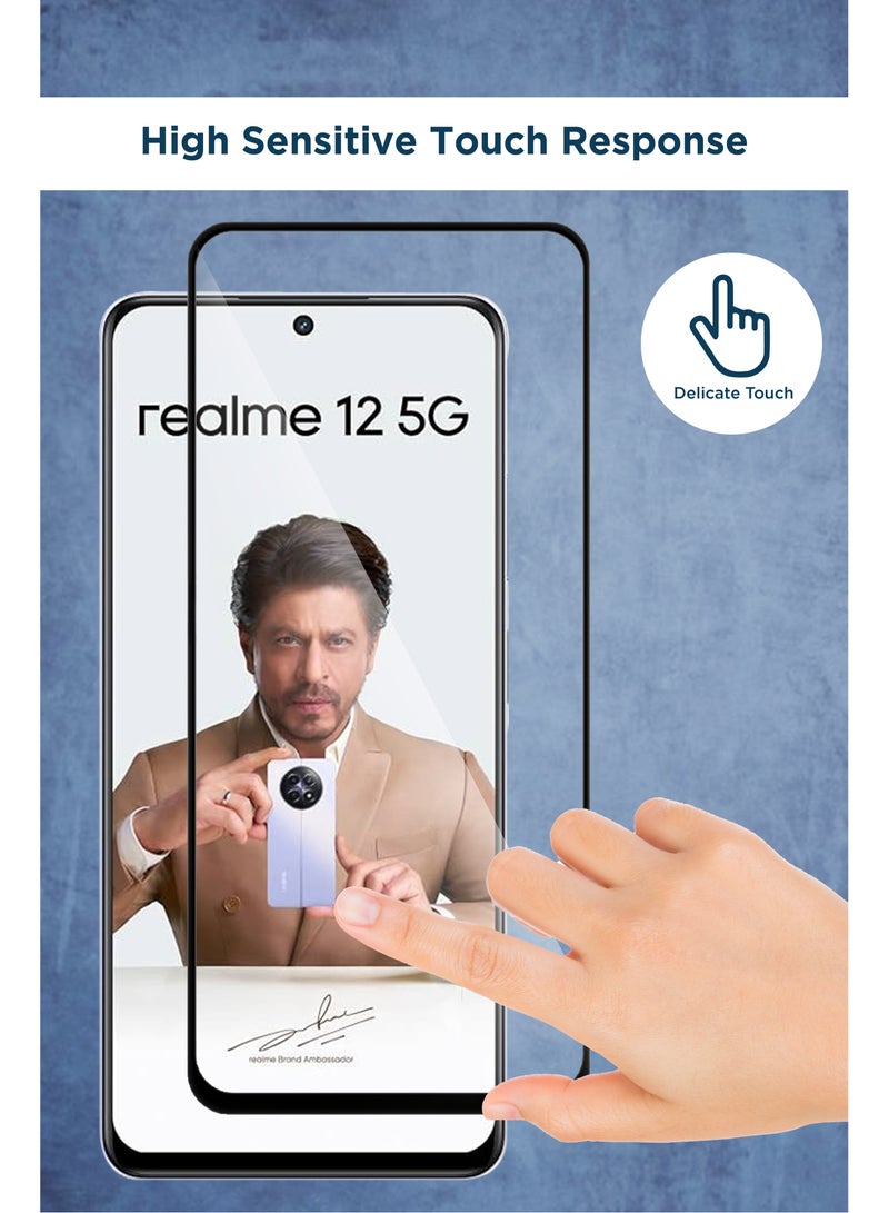 واقي شاشة زجاجي عام من الزجاج المقوى لهاتف Realme 12 5G - أسود - Image 3