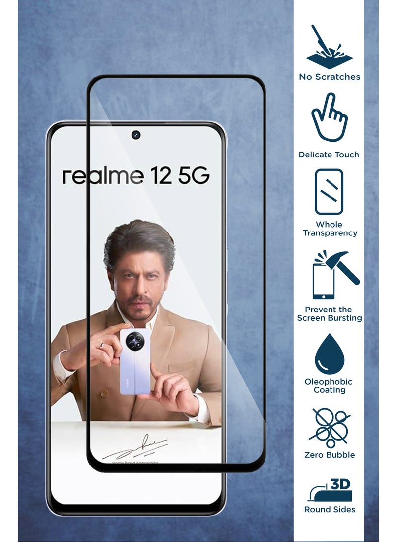واقي شاشة زجاجي عام من الزجاج المقوى لهاتف Realme 12 5G - أسود - Image 2