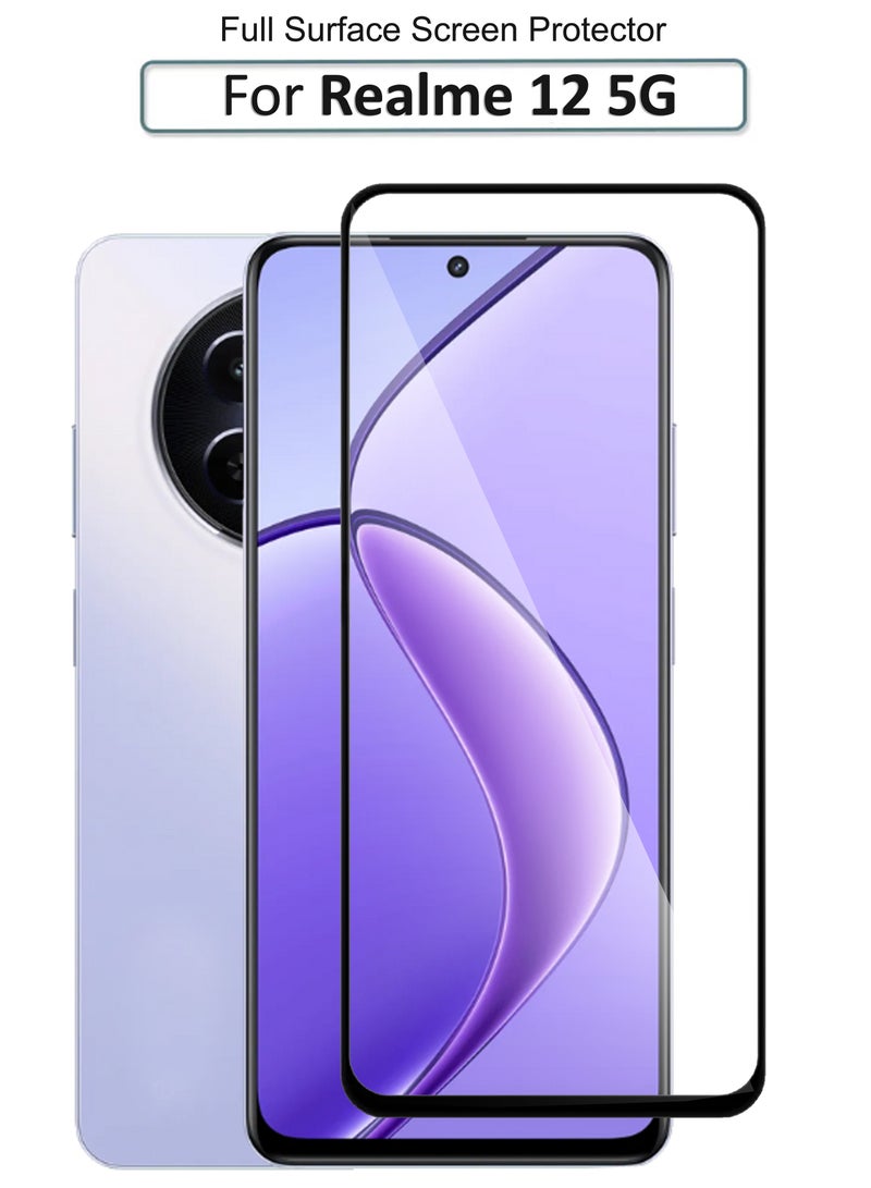 واقي شاشة زجاجي عام من الزجاج المقوى لهاتف Realme 12 5G - أسود - Image 1