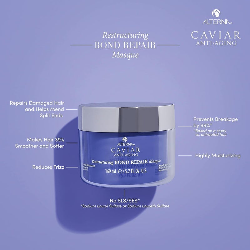 Alterna Caviar Anti-Aging Restructuring Bond Repair Masque, 5.7 Ounce | Strengthens & Protects Damaged Hair , 5.68 Fl Oz (Pack of 1) - Image 1