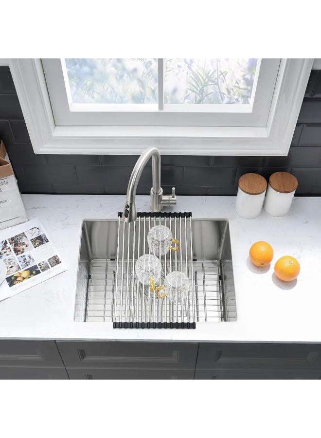 VASOYO Stainless Steel Undermount Laundry Room Sink-VASOYO 24x19x13 Undermount Laundry Sink Stainless Steel 16 Gauge Single Bowl Deep Under Mount Kitchen Utility Sinks Outdoor Basin - Image 4