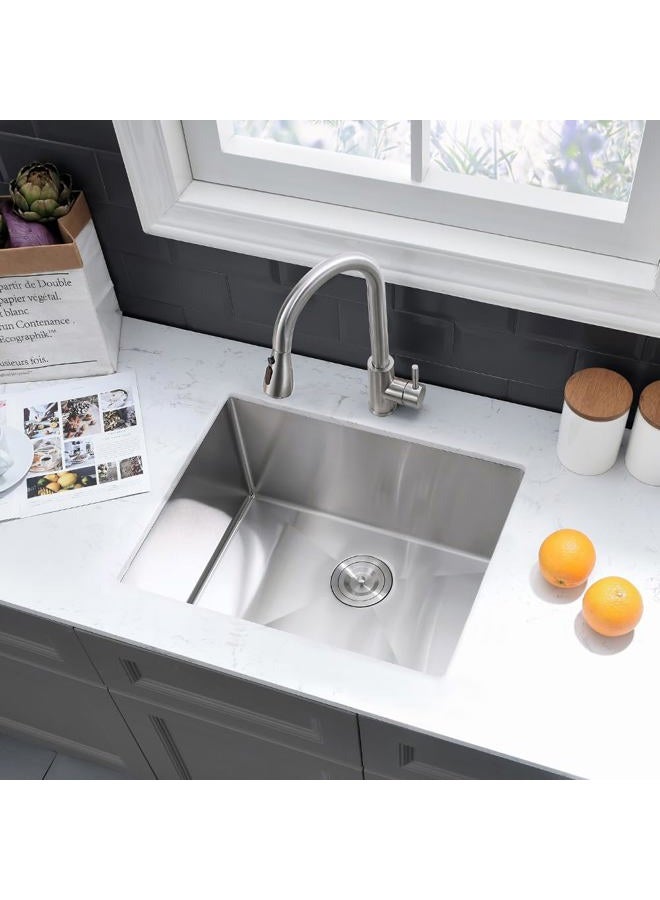 VASOYO Stainless Steel Undermount Laundry Room Sink-VASOYO 24x19x13 Undermount Laundry Sink Stainless Steel 16 Gauge Single Bowl Deep Under Mount Kitchen Utility Sinks Outdoor Basin - Image 2