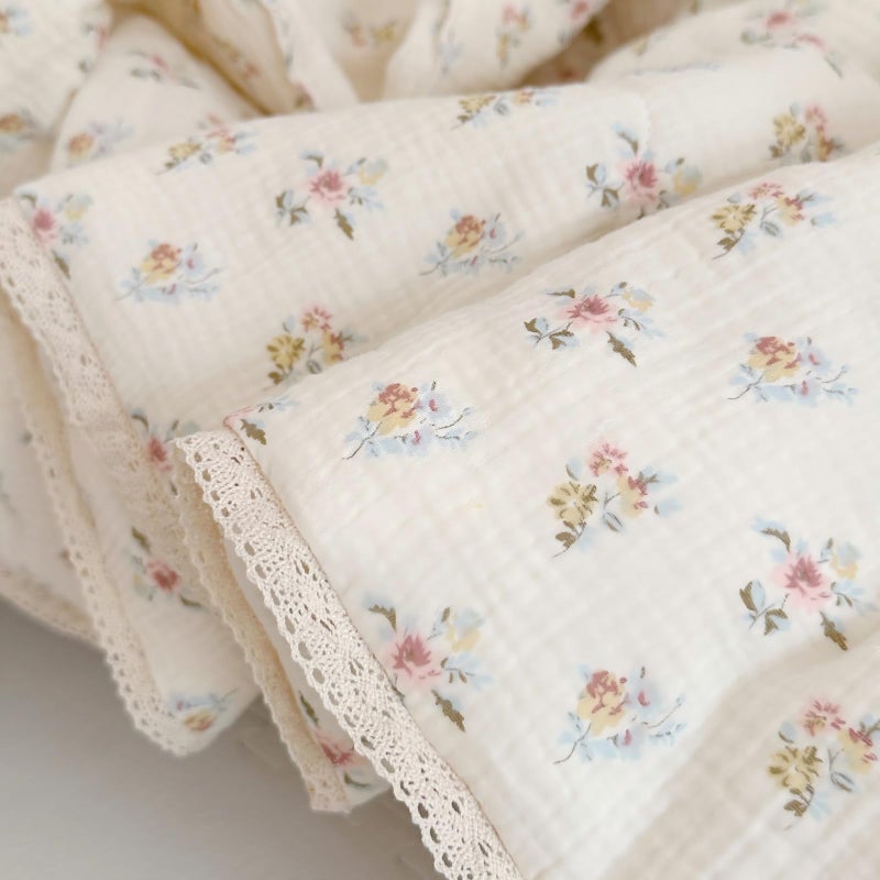 BuLuTu Muslin Nursery Blanket for Toddlers Girls Boys Baby Quilt Soft Cotton Toddler Blanket Crib Quilt for All Seasons, Lightweight Breathable, Washable, Azalea Pattern, 47x59 Inches - Image 4