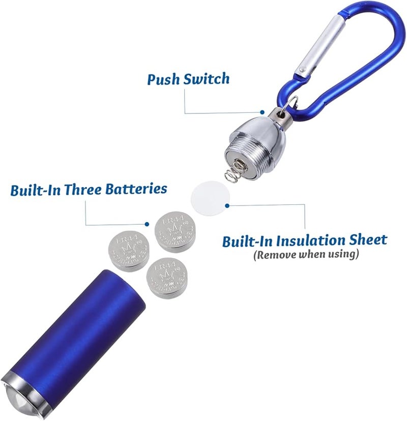 Jojofuny 12PCS Mini Aluminum Alloy Keychain Flashlight Torch with Climbing Hook for Outdoor Camping Home Use - Image 4