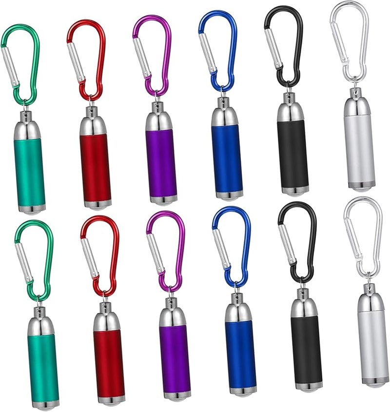 Jojofuny 12PCS Mini Aluminum Alloy Keychain Flashlight Torch with Climbing Hook for Outdoor Camping Home Use - Image 2