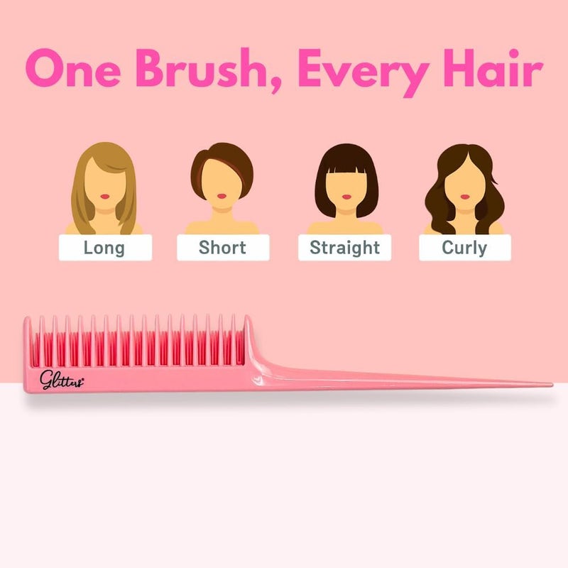 Glitters Professional Hair Brush Set - 3-Piece Detangling Collection in Pink - Image 5