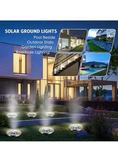 AIWANTO 12 Pack Solar Panel Ground Lights 8 LED Solar Garden Lights Outdoors Disk Lights  - Image 2