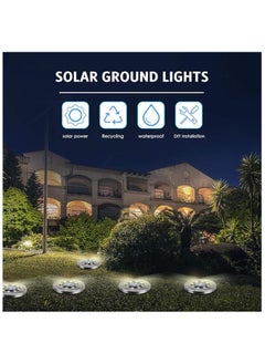 AIWANTO 12 Pack Solar Panel Ground Lights 8 LED Solar Garden Lights Outdoors Disk Lights  - Image 3