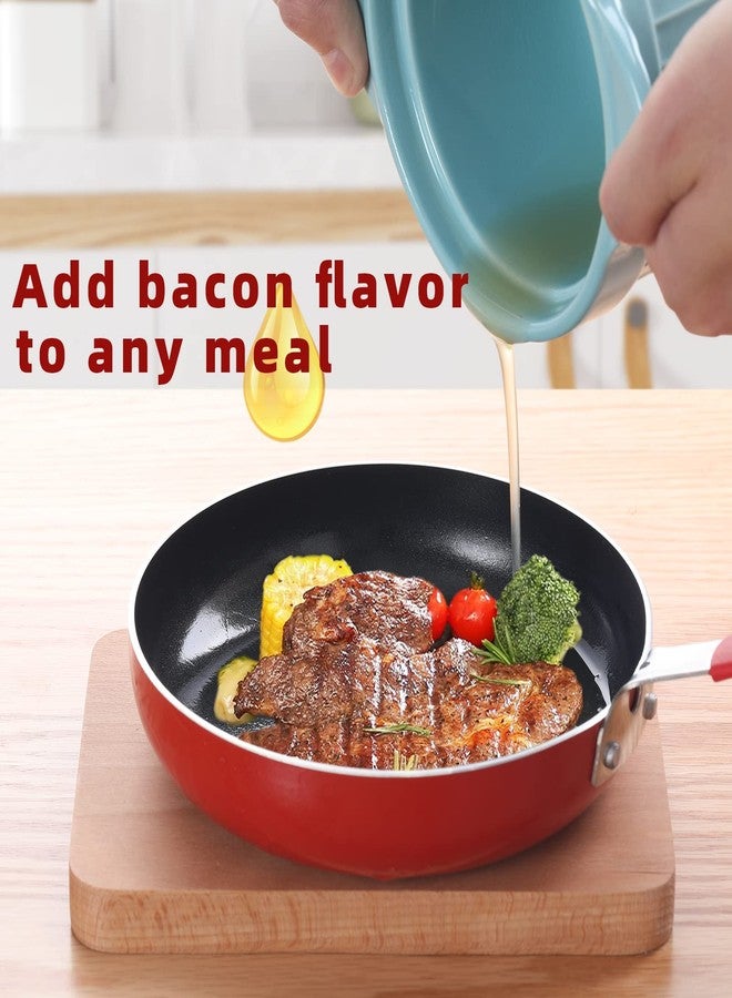 ONTUBE Ceramic Bacon Grease Container Keeper with Strainer, Frying Oil Storage Can, Turquoise - Image 5