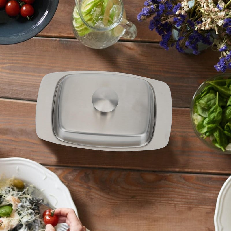 Stainless Steel Butter Box With Lid Container For Bread Dessert Kitchen Tableware - Image 3