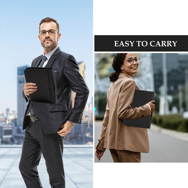 ProCase Portfolio Business Padfolio Folder with Handle and Zipper, Conference Meeting Executive File Legal Document Organizer with Pockets Letter Size A4 Writing Pad Notepad Padfolio -Allblack - Image 4