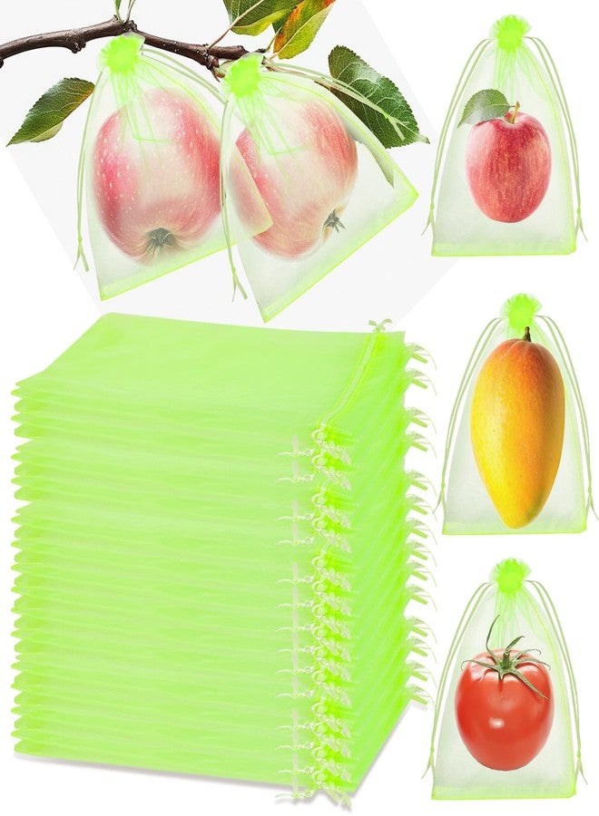 Jollidecor 120 PCS Fruit Protection Bags, 6 x 9in Green Drawstring Mesh Cover Bags, Fruit Protectors Pest Barrier Fruit Netting Bag for Fruit Trees to Protect Grapes Vegetables Tomato Mango Strawberry Garden - Image 1