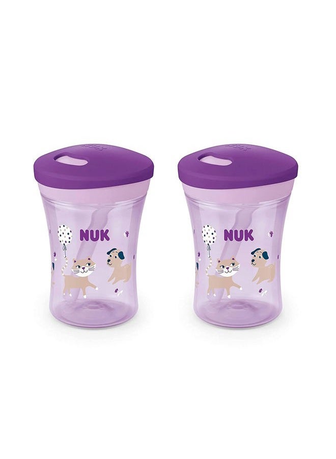 NUK Evolution Straw Cup (Purple Cat & Dog) - Image 2