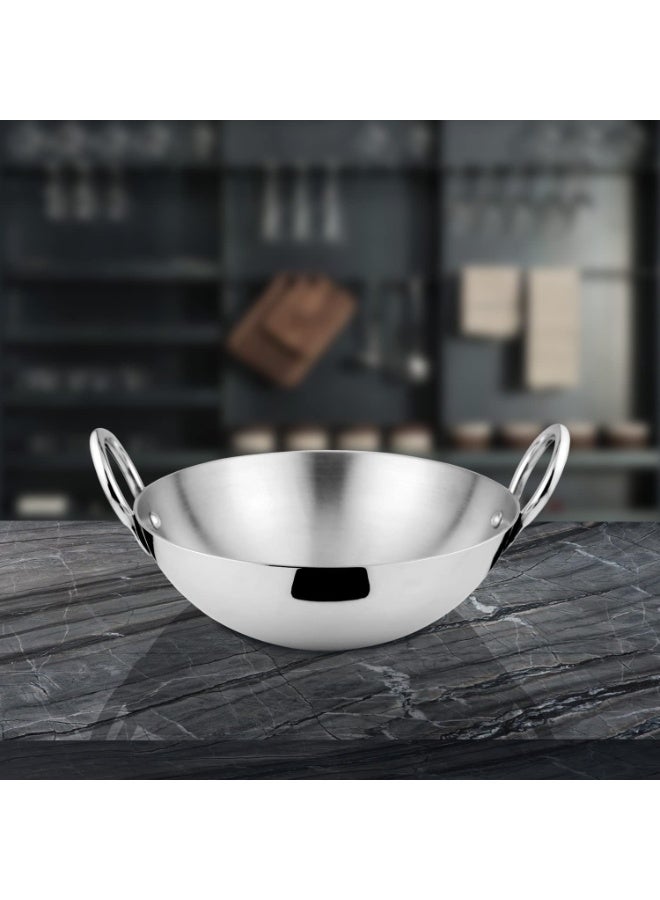 Shri & Sam Stainless Steel Heavy Weight Plain Kadhai, 2.5 mm,30 cm, 2.1 Kg, 4 Litre - Image 2