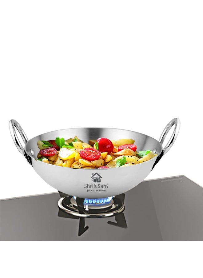 Shri & Sam Stainless Steel Heavy Weight Plain Kadhai, 2.5 mm,30 cm, 2.1 Kg, 4 Litre - Image 1
