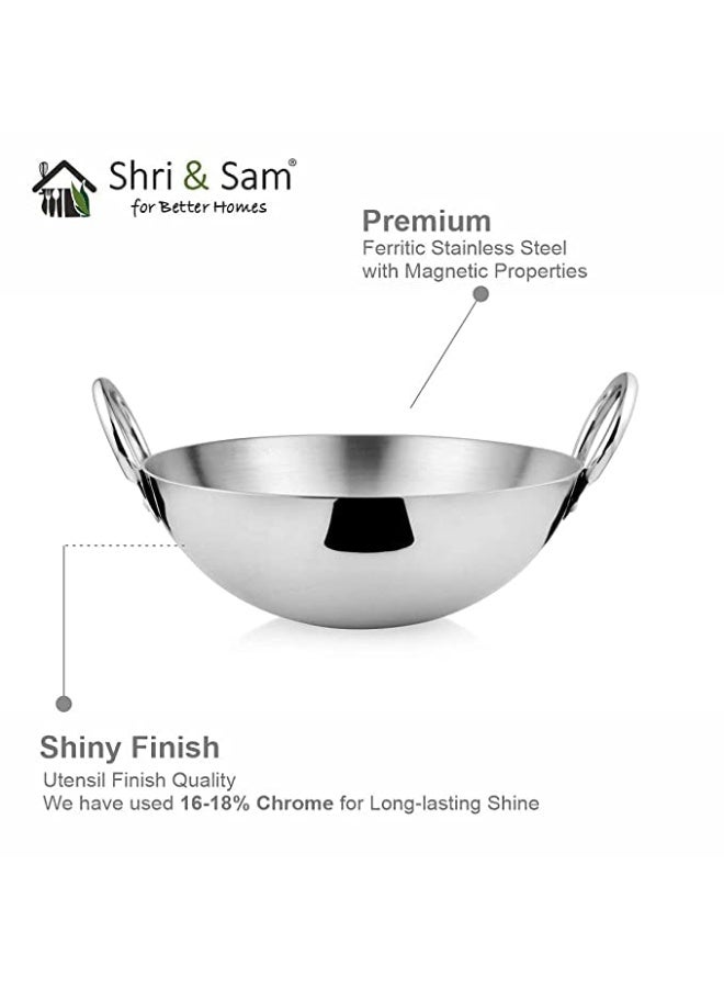Shri & Sam Stainless Steel Heavy Weight Plain Kadhai, 2.5 mm,30 cm, 2.1 Kg, 4 Litre - Image 3
