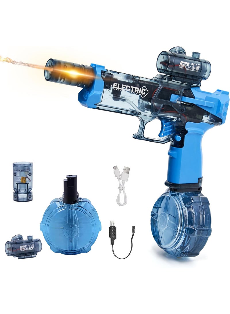HI-FINE Electric Water Gun for Adults Kids,Most Powerful Squirt Gun, Automatic high Powered Pressure Blaster watergun with Realistic Led Muzzle Flame,28-32 FT Range,Perfect Summer Gift Toys for Age 8-12,Blue - Image 1