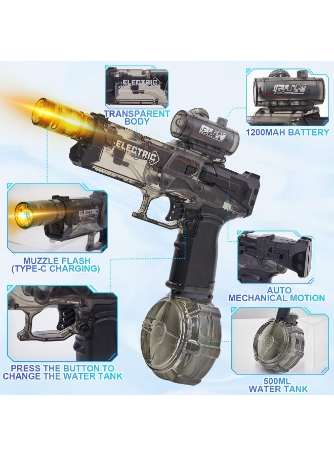 HI-FINE Electric Water Gun for Adults Kids,Most Powerful Squirt Gun, Automatic high Powered Pressure Blaster watergun with Realistic Led Muzzle Flame,28-32 FT Range,Perfect Summer Gift Toys for Age 8-12,Blue - Image 5