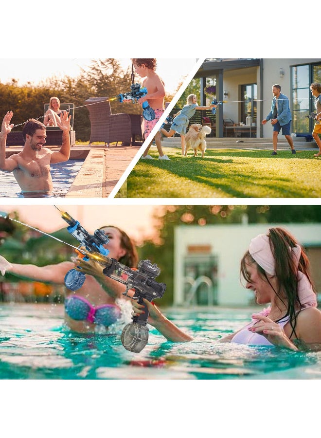 HI-FINE Electric Water Gun for Adults Kids,Most Powerful Squirt Gun, Automatic high Powered Pressure Blaster watergun with Realistic Led Muzzle Flame,28-32 FT Range,Perfect Summer Gift Toys for Age 8-12,Blue - Image 3
