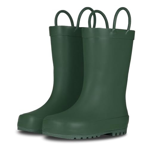 LONECONE Lone Cone Rain Boots with Easy-On Handles in Matte Colors for Boys and Girls, Play-Proof Flexible Rubber, Durable Non-Slip Treads, Kid-Friendly for Hours of Joy - Leap Frog Green, 1 Little Kid - Image 1
